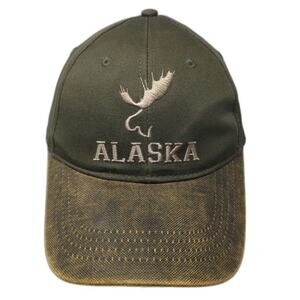 ACE USA Green Alaska Moose Embroidered Distressed Baseball Cap One Size Hat